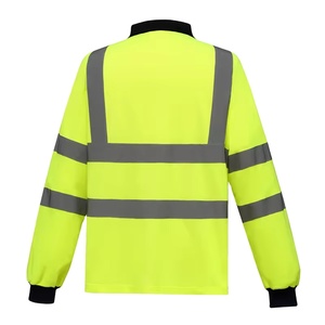 Men's High Visibility Reflective Safety <b>Polo</b> Shirt Long Sleeve Solid Color Knitted Polyester Casual Plus Size <b>Orange</b> Yellow - Product Image 2