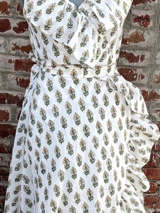 ชุดเดรสยาวคอตตอนพิมพ์ลายสไตล์อินเดียเดรสยาวระบายอากาศได้ดีพร้อมเทคนิคการถักแบบผูกเอวธรรมชาติ - Product Image 4