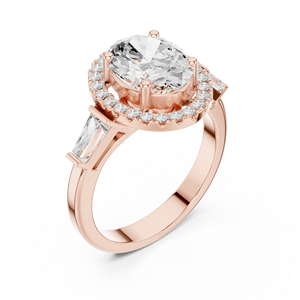 Anillos de Boda de Lujo en Oro Amarillo de 14K con Diamante Cultivado en Laboratorio IGI de 2 CT VS1 Corte Ovalado con Halo, Anillos de Compromiso - Product Image 2