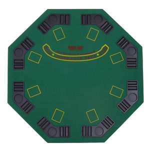 Mesa de Póker Octogonal Plegable de Fieltro Verde para 8 Personas con Portavasos para Juegos de Blackjack - Product Image 6