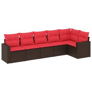 Conjunto de Sofás de Patio de Ratán Sintético Marrón para 6 Personas, Muebles de Exterior Duraderos, Diseño Contemporáneo, Estilo Moderno - Product Image 4