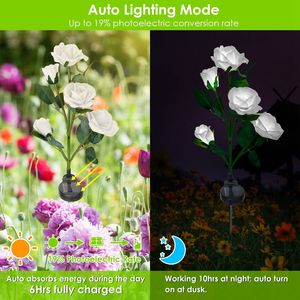 Lampe décorative LED à énergie solaire, 2 pièces, en forme de fleur de Rose, résistante à l'eau, pour décoration de jardin - Product Image 2