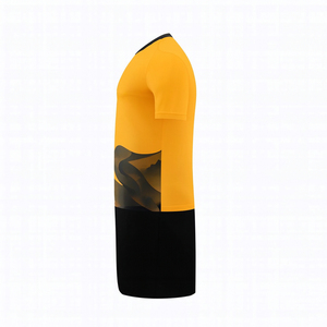 Maillot de football unisexe jaune et noir sublimé à manches courtes, respirant, coupe athlétique, pour toutes les saisons, 100 % polyester - Product Image 1