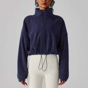 Women's Fleece Sports Jacket Stand Collar Yoga Top Warm Windproof Thickened <b>Zipper</b> Regular Length Coat Breathable Quick Dry - Product Image 5