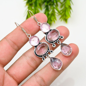 Aros de Plata 925 de Lujo Color Rosa - Product Image 2