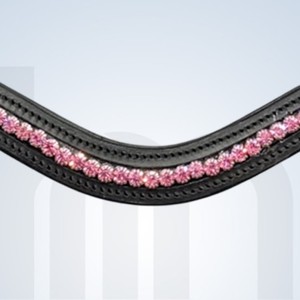 Diadema para Caballo de Cuero Acolchado de Neopreno, Estilo Swarovski, Color Rosa, con Cristales, Diseño Ondulado, para Exteriores - Product Image 1