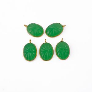 จี้หินควอตซ์ประดับพลอยคาลซิโดนีที่ทำด้วยมือจี้ทองรูปวงรีที่กำลังเป็นที่นิยมใช้ทำเครื่องประดับแฟชั่น - Product Image 1