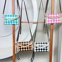 Nouvelle arrivée, sac à main pour femme, sac à main de haute qualité, très vendu, sac à main en cuir à carreaux, sac bandoulière mini