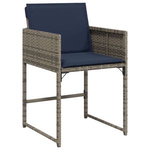 4 sillas de patio de ratán polivinílico gris con cojines - Product Image 3