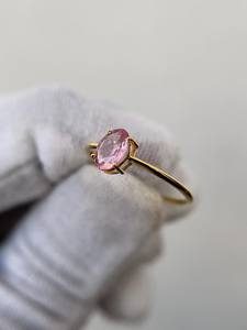Anillo de zafiro rosa antiguo con corte ovalado, anillo de compromiso vintage de plata de ley 925 chapado en oro de 14 quilates, joyería para ella. - Product Image 5