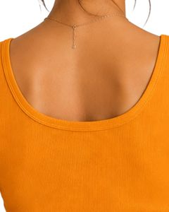 เสื้อกล้ามครอปท็อปผ้าคอตตอนริบบ์สีส้มสำหรับผู้หญิง ติดกระดุมด้านหน้า ทรงเข้ารูป สวมใส่สบาย เหมาะสำหรับฤดูร้อน เนื้อผ้านุ่ม ยืดหยุ่น แฟชั่น เสื้อพื้นฐาน - Product Image 6