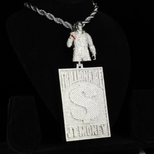 จี้ฮิปฮอปแบบ Iced Out เงินแท้ 925 ประดับโมอิสซาไนต์ รูปตัวการ์ตูน พร้อมจี้ชื่อสั้น สำหรับผู้ชาย ผ่านการทดสอบเพชร - Product Image 2