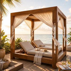 Cama de Día de Lujo Moderna y Duradera para Exteriores, Fabricada en Madera de Teca Sólida de Propinsi Jawa Tengah, para Hoteles, Resorts y Villas junto a la Piscina - Product Image 1