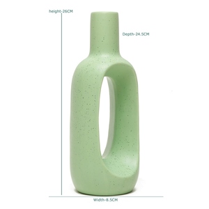 Hot Selling green donut vase <b>ceramic</b> stoneware flower vase minimalist hollow vase Nordic home decor - Product Image 3