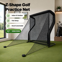 Filet d'entraînement de golf en nylon noir sur pied avec cadre en acier, en forme de Z, pour simulateur de golf commercial en gros