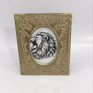 Decorative metal photo <b>frame</b> with <b>antique</b> brass finished and intricate floral designs perfect for elegant interiors - Product Image 3