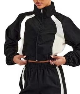 Customize 2026 style Windbreaker Lightweight for women Tracksuit best <b>Zip</b> <b>Up</b> Nylon <b>Cropped</b> Hoodie and Jogger Set for Women - Product Image 5
