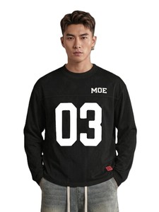 Maillot de football américain surdimensionné personnalisé en mesh à manches longues, streetwear, haut de sport, numéro sublimé imprimé, uniforme d'équipe, OEM en gros - Product Image 5