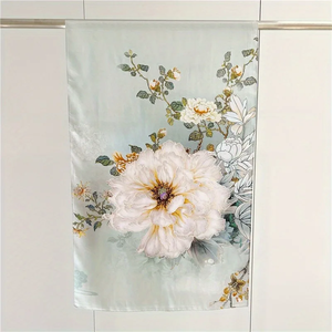 Pañuelo Largo de Seda de Morera 100% para Mujer, Chales Grandes Rectangulares para la Cabeza y el Cuello, Pañuelos Rectangulares para el Cabello, Regalo en Caja, Estampado Floral Verde - Product Image 4