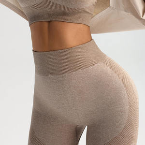 Conjunto de yoga sexy de 2 piezas para mujer, ligero, transpirable, a prueba de golpes, sujetador deportivo con espalda cruzada, cintura alta, efecto levantacola, parte delantera sólida - Product Image 4