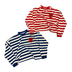 Sudaderas de Alta Calidad Personalizadas con Rayas, Camisetas Vintage Extra Grandes, Camiseta de Manga Larga para Hombre, Sudaderas con Logotipo Bordado en Algodón - Product Image 1