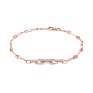 Interlocking Curved Bar Diamond Link <b>Bangle</b> <b>Bracelet</b> - Product Image 2