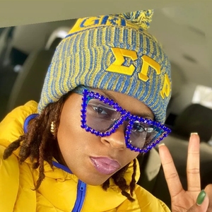 Gorro de Punto Sigma Gamma Rho Azul para Mujer, Gorro de Invierno Cálido con Letras Griegas Bordadas, Gorro Personalizado para Universidad - Product Image 3