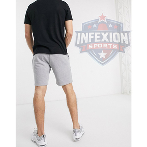 Men's Gray Cotton Bermuda <b>Shorts</b> Mid Waist Elastic With Pockets Casual Style Breathable Knitted Fabric - Product Image 2