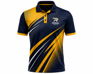 Custom Navy Yellow Sublimation <b>Polo</b> Shirt Men Quick Dry Polyester Sports Golf Team Uniform Printed Performance <b>Polo</b> OEM ODM - Product Image 1