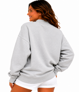 Sweat-shirt à col roulé surdimensionné pour femme, personnalisé, 100 % coton molletonné, hiver, manches longues, avec logo, vente en gros - Product Image 2