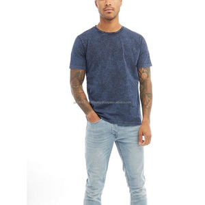 Camiseta Azul para Hombre, Estilo Vintage, Lavada, de Algodón, Estilo Urbano, Informal, Holgada, de Manga Corta, Estilo Veraniego - Product Image 4