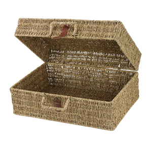 Wholesale Seagrass <b>Storage</b> Basket <b>Suitcase</b> With Handle, Handwoven Wicker File Document Organizer Box, Crafted In Vietnam - Product Image 2