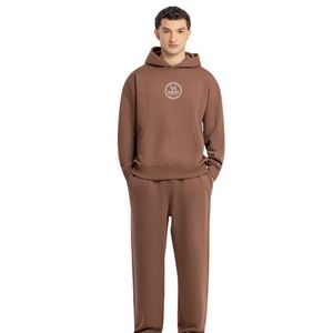 Sweat à capuche décontracté pour homme en molleton marron avec impression en relief sur le devant, style streetwear et sportswear, OEM ODM - Product Image 1