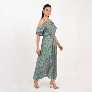 Robe longue à imprimé floral, style bohème, en mousseline de soie, décontractée pour l'été, à manches trois quarts - Product Image 2