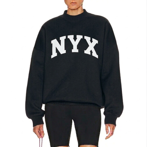 Sweat-shirt col montant oversize en molleton de coton, chaud pour l'hiver, style streetwear décontracté, prêt à imprimer, haut de mode - Product Image 1