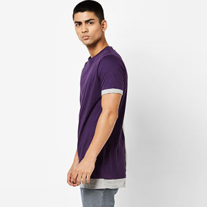 <b>Mens</b> Color Block Navy Blue White Grey Short Sleeve Cotton T-<b>Shirt</b> Custom Logo OEM ODM Wholesale Apparel - Product Image 4
