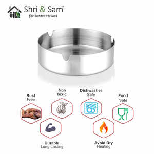 Stainless Steel Round <b>Ashtray</b> - Product Image 1