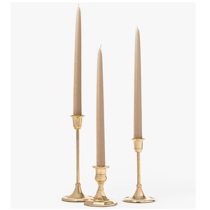<b>Brass</b> Bamboo Reed Taper <b>Candlestick</b> Slender Botanical Metal Candle Pedestal for Luxury Dining - Product Image 4