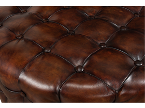 Puf Otomano de Cuero Premium con Cojín Tapizado Resistente, Estructura de Madera Sólida, Reposapiés de Lujo para Decoración de Sala de Estar - Product Image 4