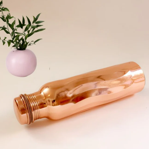Premium Copper Water Bottle <b>Mirror</b> Finish hammered <b>plain</b> dual tone Reusable Eco Friendly Metal Water Bottle with Airtight Cap - Product Image 2