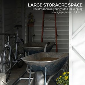 5FT X 9FT <b>White</b> Outdoor Storage Shed Waterproof Lean-to with <b>Foundation</b> Lockable Doors and Gloves for Patio Lawn Backyard - Product Image 4
