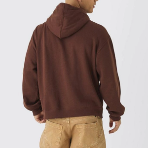 เสื้อฮู้ดสีน้ำตาลสำหรับผู้ชาย ทรงโอเวอร์ไซส์ สไตล์สตรีทแวร์ พิมพ์ลาย ผ้าฝ้ายเฟรนช์เทอร์รี่ ทรงปกติ มีกระเป๋าโลโก้ด้านหน้า - Product Image 5