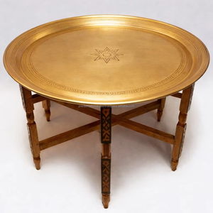 Mesa de Centro Tradicional Marroquí de Latón para Muebles de Sala de Estar - Product Image 1