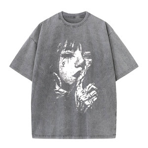 Camiseta Moderna para Hombre con Diseño Lavado al Ácido, Patrón Sólido, Logotipo Personalizable, Gráficos Modernos, Tela de Lana, Estilo Casual - Product Image 3