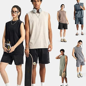 Oversized Men's Heavy Cotton Crew Neck Workout Gym Tank <b>Top</b> Muscle Hip Hop Breathable Eco-Friendly Quick Dry Custom Logo Loose - Product Image 6