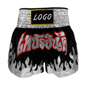 Pantalones Cortos Deportivos de Artes Marciales con Estampado Tejido en la Parte Delantera, Cintura Elástica, para Entrenamiento Profesional y Sparring, Secado Rápido, para Muay Thai - Product Image 3