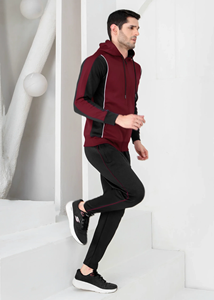Ensemble de survêtement homme slim fit en coton et polyester, sweat à capuche zippé et pantalon de jogging respirant et extensible pour la gym et l'entraînement - Product Image 4