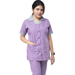 Hauts de blouse tricotés sur mesure à manches courtes et col en V pour femmes, uniformes médicaux d'hôpital avec poches pour médecins, infirmières et patients - Product Image 1