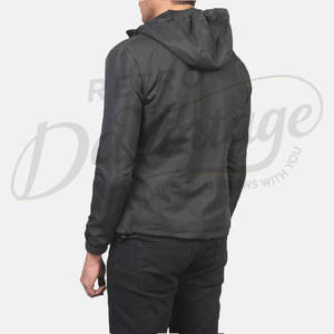 Chaqueta ligera con capucha para hombre, negra, informal, cortavientos, delgada, con cierre de cremallera, para primavera y otoño. - Product Image 2