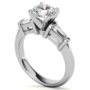 Round Cut Moissanite <b>Ring</b> 925 Sterling <b>Silver</b> White Gold Plated <b>Solitaire</b> Engagement <b>Ring</b> Wedding Band Bridal Anniversary Gift - Product Image 3